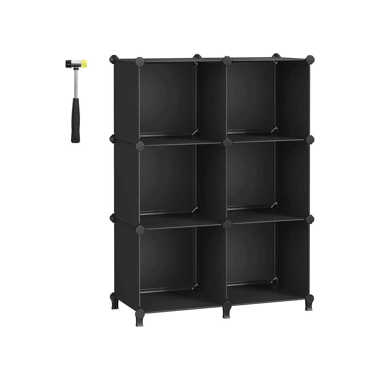 6-Cube Modular Storage Organizer with Metal Frame and Plastic Panels, Customizable Cube Shelving Unit for Closet, Bedroom, Living Room Storage